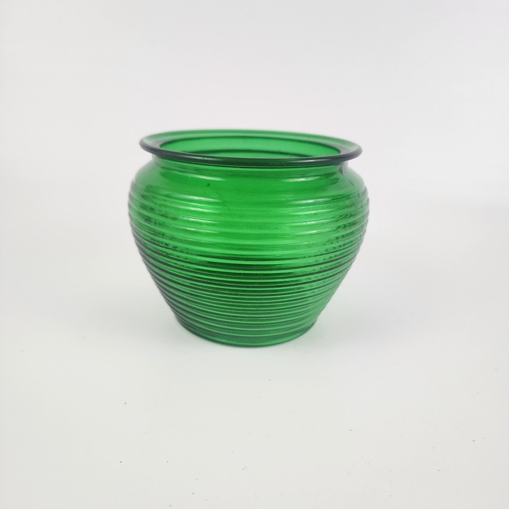 National Potteries Cleveland, Ohio‎ Green Ribbed Glass Division 1162 MCM Vintage